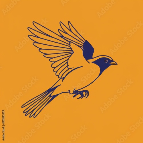 Minimalist Flying Bird Illustration on Warm Background Soaring into Nature's Embrace