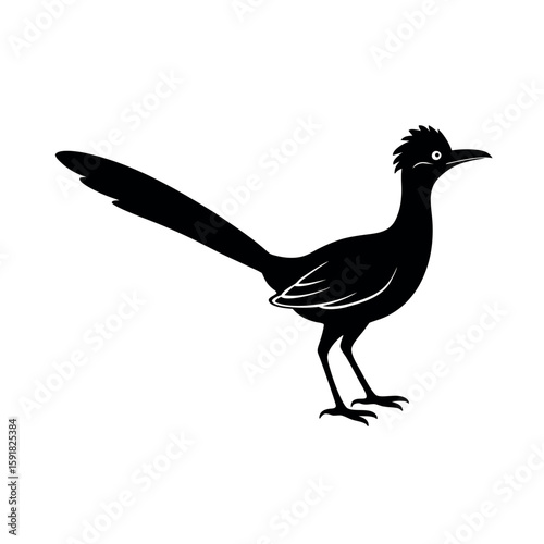 Roadrunner sprinting fast in side motion Line Art Vector illustration