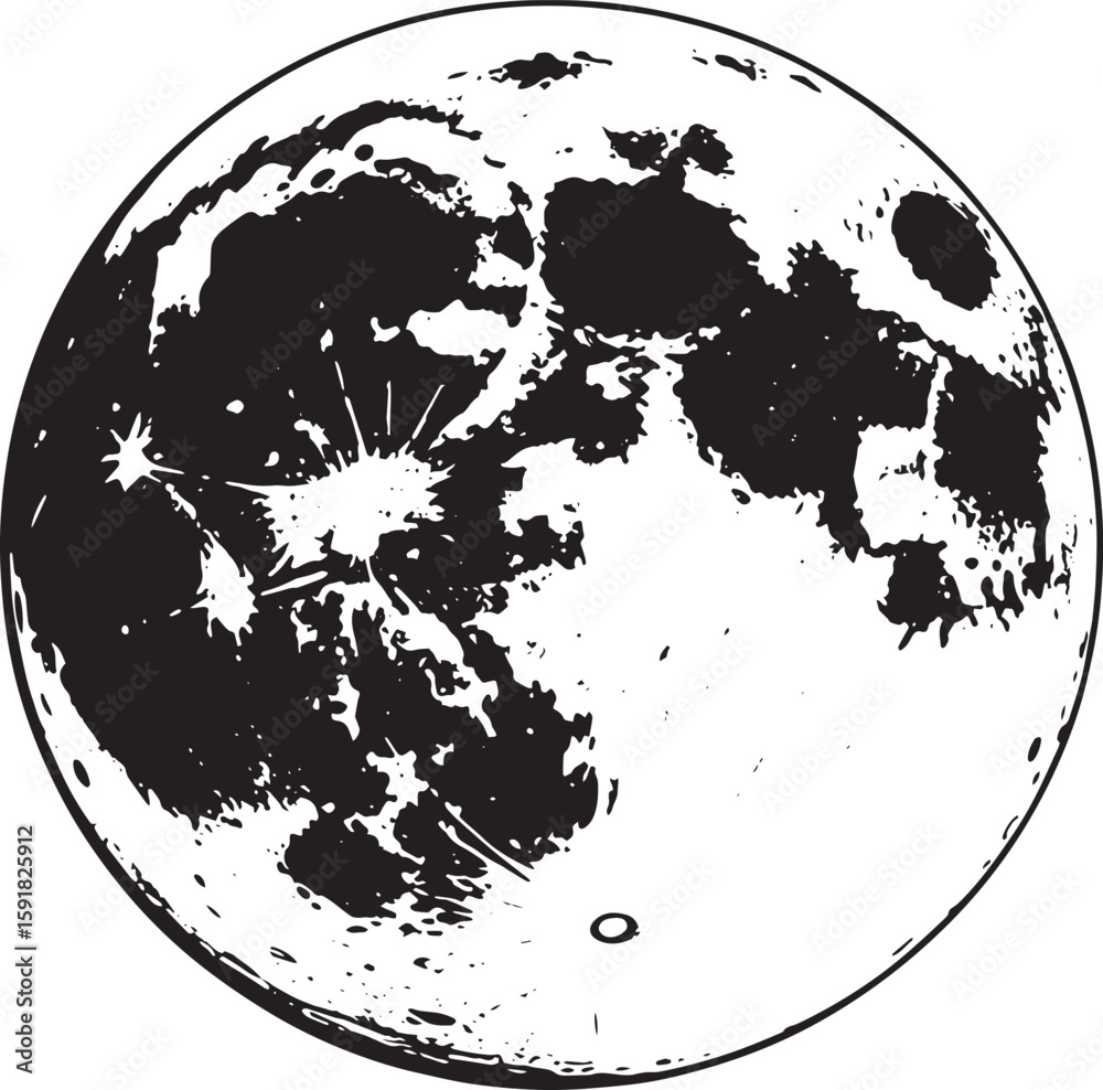 full mon black silhouette vector, Simple silhouette Design vector icon with white background