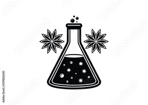 Lab experiment silhouette black vector white background