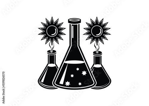 Lab experiment silhouette black vector white background