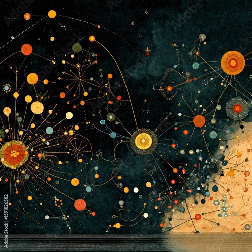 Abstract Colorful Circles Pattern On Dark Background