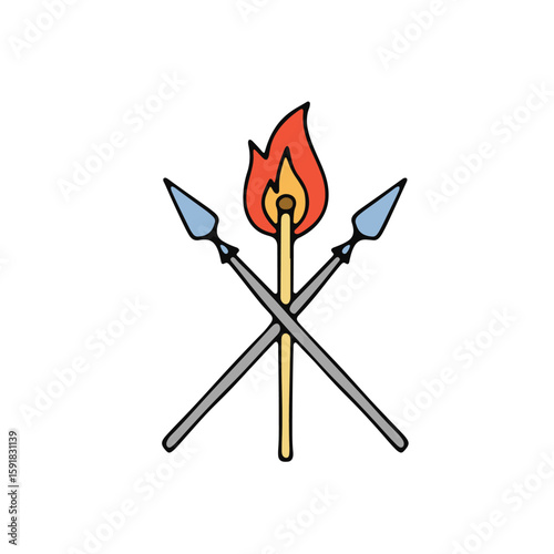 Doodle of a matchstick crossed with a spear
