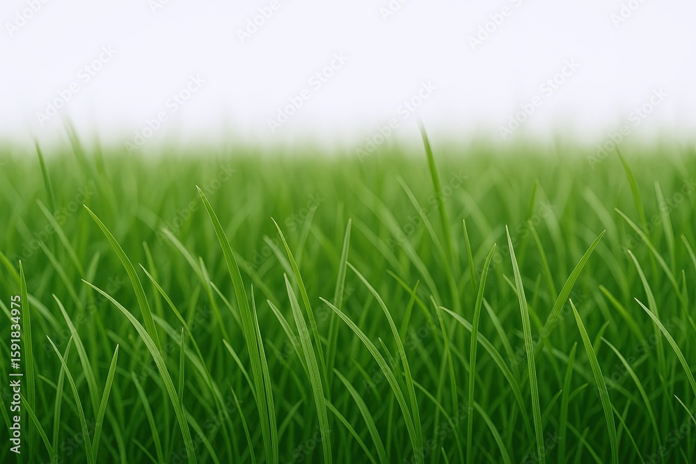 Obraz premium Close up view of lush green grass blades growing in a natural field with soft blurred background.