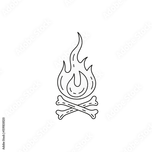 Campfire made of bones instead of wood illustration