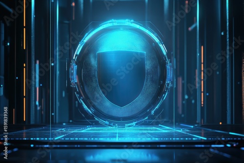 Modern graphic layout design focused on security themes in digital advertising