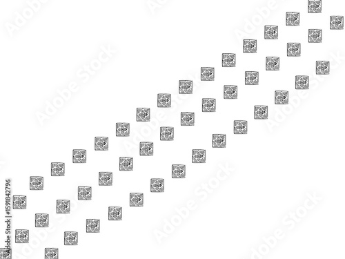 black and white arrow made of white cubes