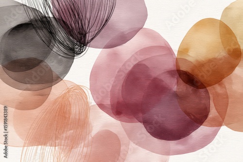 Abstract Watercolor Circles In Soft Colors
