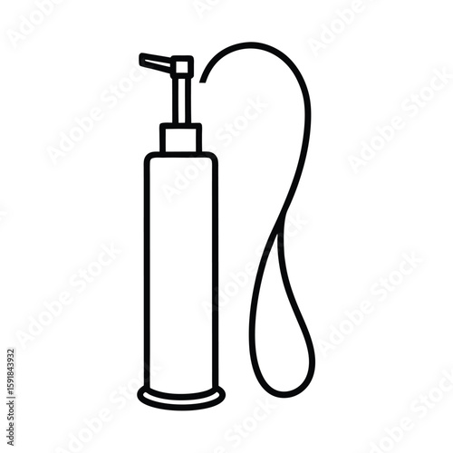 Clean line art vector of a gas station air pump with hose