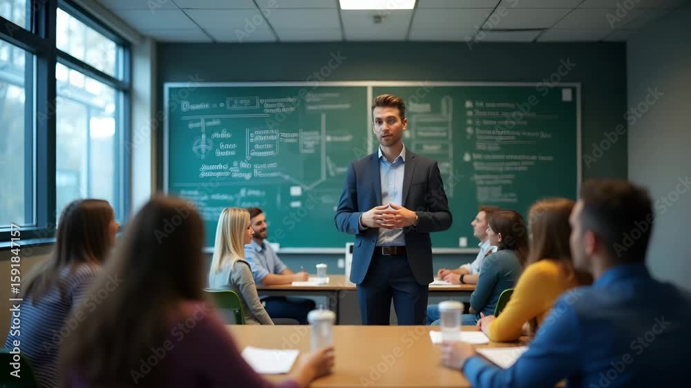 Innovacion pedagogica a traves de clase interactiva dirigida por maestro que impulsa tecnologia colaboracion dinamismo y participacion activa en actividades academicas contemporaneas in  Photo Stock  
