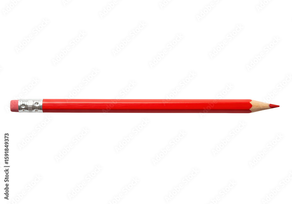 Fototapeta premium A sharpened red pencil isolated on a transparent background, perfect for writing or drawing