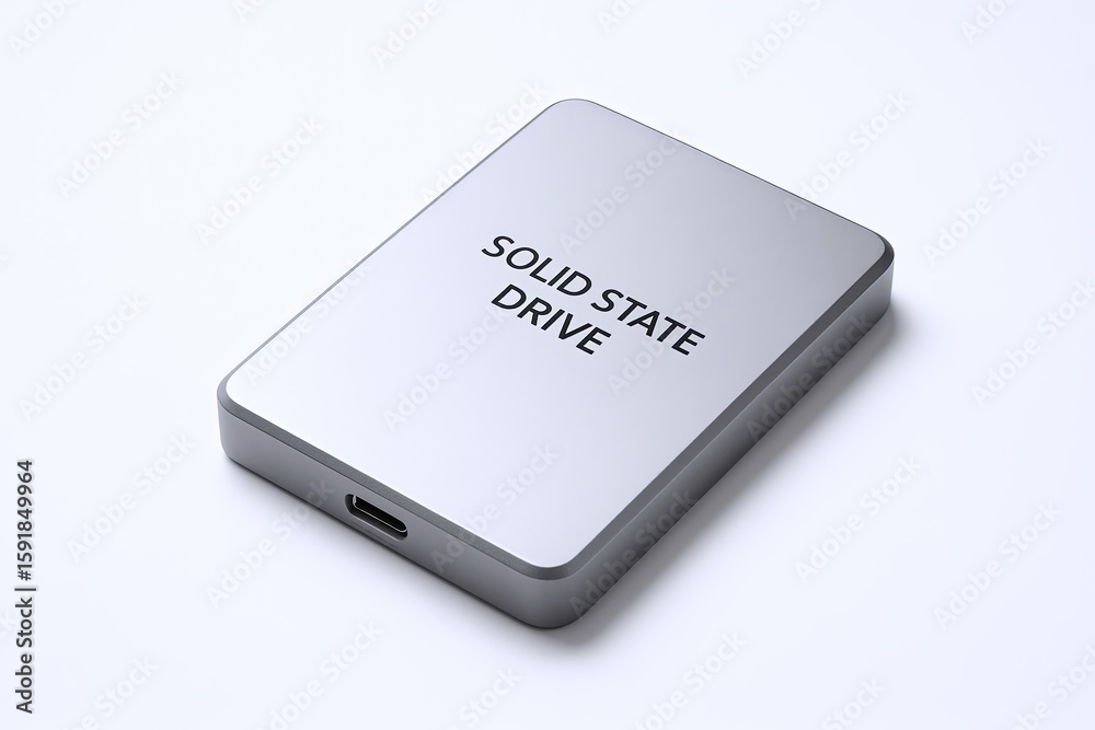 Fototapeta premium Portable solid state drive USB external memory storage device for data backup.