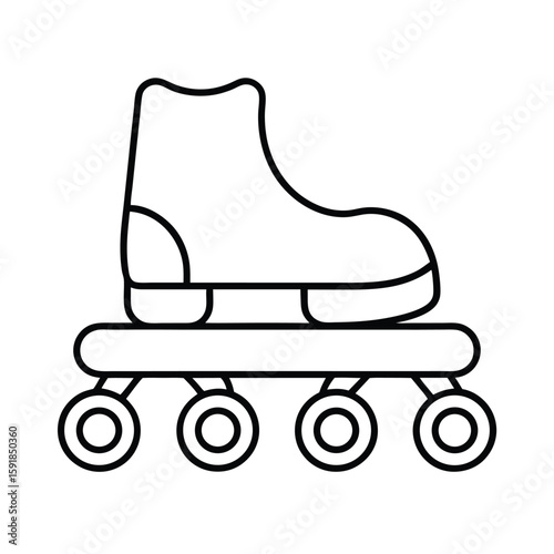 Clean line art illustration of roller skates resting on a bench