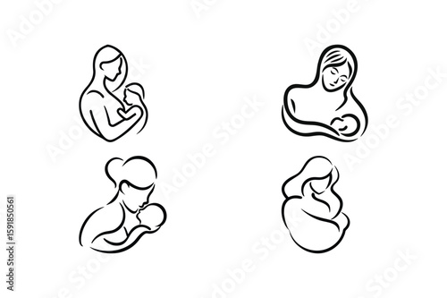 The Essence of Motherhood Minimalist Line Art Celebrating Maternal Love