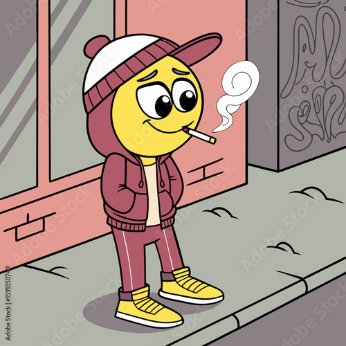 Emoji smoking weed streetwear cartoon