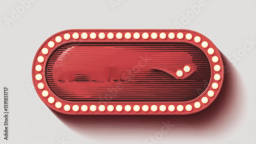 Red oval marquee sign with illuminated bulbs vector