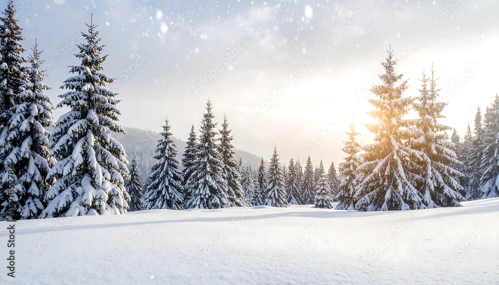 Obraz premium Snowy winter forest landscape