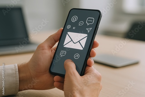 Wallpaper Mural Modern Smartphone Displaying Email and Messaging Apps with Notification Icons. Torontodigital.ca