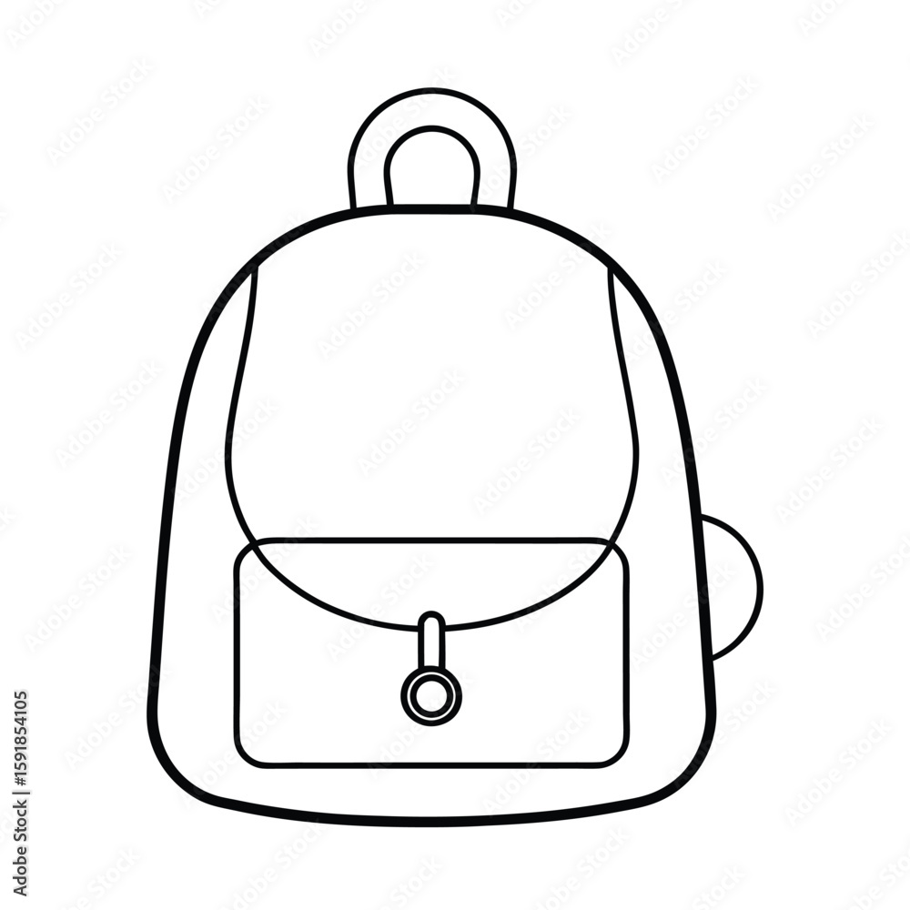 Obraz premium Line art vector school backpack with decorative keychains design