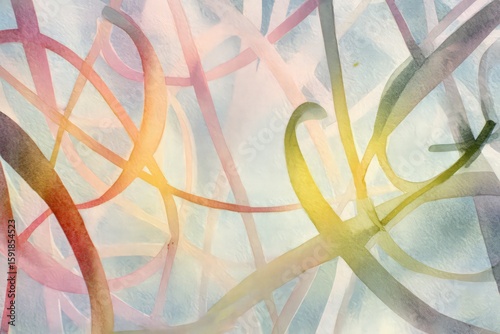 Abstract Watercolor Painting With Soft Colors And Intertwined Lines