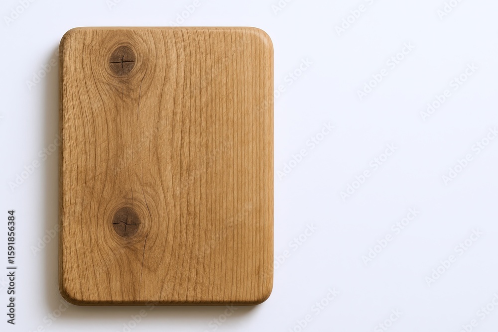 Fototapeta premium Wooden Cutting Board with Smooth Surface and Rounded Edges for Kitchen Use.