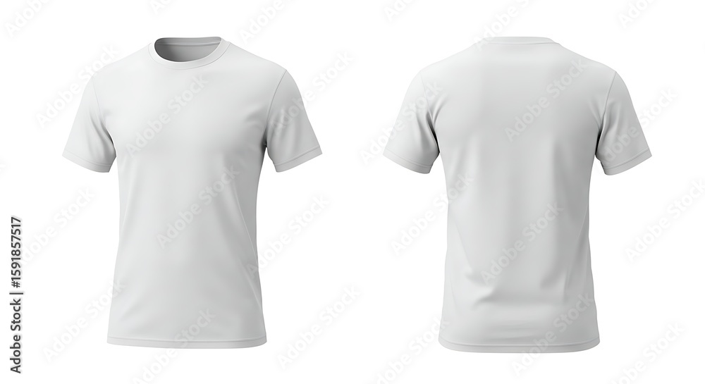 Fototapeta premium Front and back view of a plain white tshirt isolated on a white background