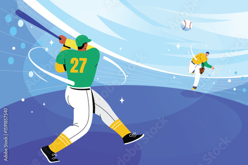 Hand Drawn Flat Baseball Game Illustration