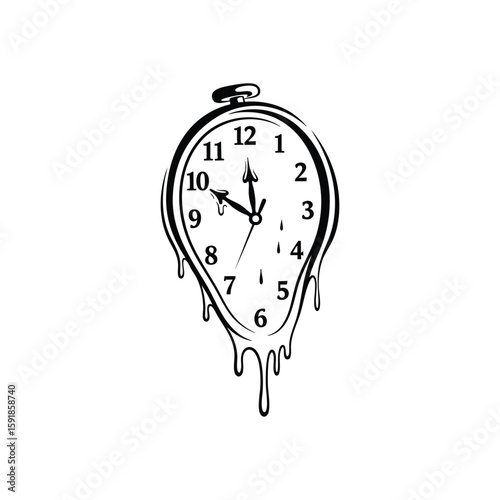 Surreal Melting Pocket Watch. An evocative illustration of a dissolving chronometer, symbolizing the flexible nature of existence and the relentless passage of moments.