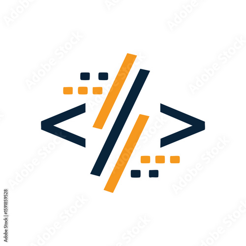 Software Coding Programming Icon. Abstract emblem representing web application development and digital transformation. It conveys innovation, technological advancement, and the future of online data.