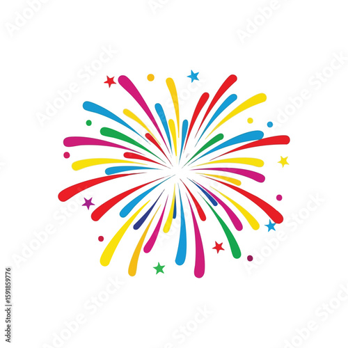 Colorful Celebration Burst. A vibrant explosion of diverse hues radiates joy and positive energy. Ideal for cheerful occasions, embodying excitement, revelry, and lively festivities.