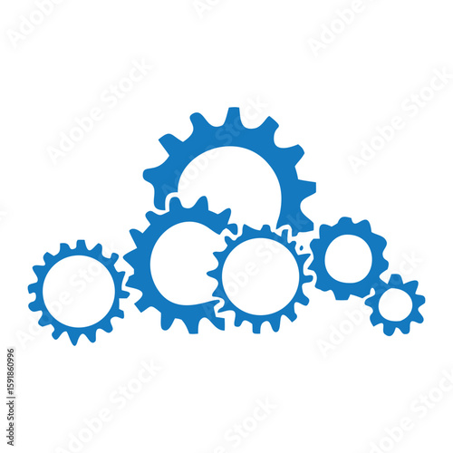 Blue Gears Technology Logo Vector Icon Modern Design