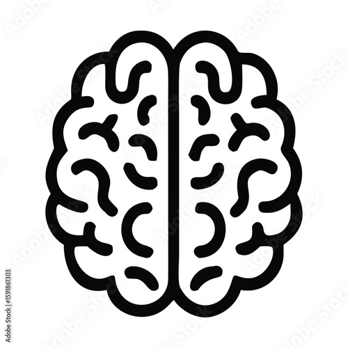 Minimalist Brain Line Art Icon Intelligence Concept Vector