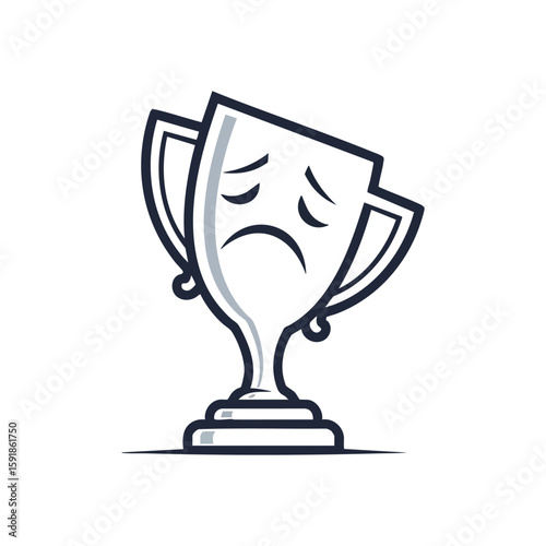Sad Trophy Icon. Vector illustration of a dejected championship award. This graphic conveys feelings of failure, defeat, and immense disappointment.