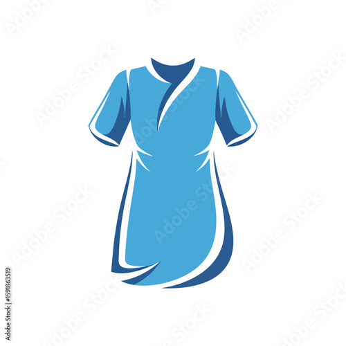 Healthcare Uniform Attire Symbol. Stylized azure apparel signifying medical or nursing professionalism. This minimalist garment design embodies cleanliness, dedication, and patient care.