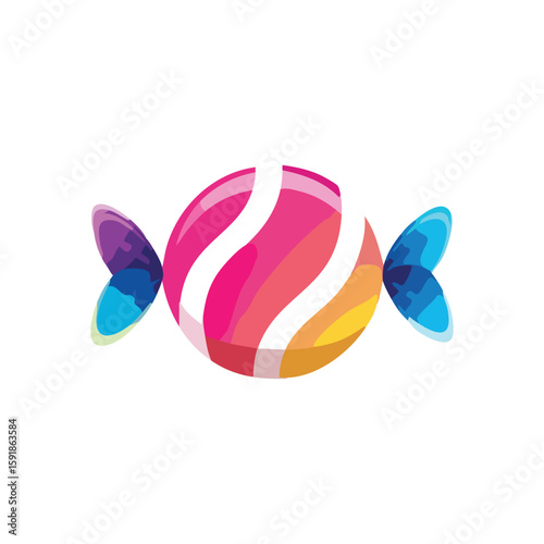 Colorful Sweet Delight. A charming, vibrantly hued wrapped confection. This sugary bonbon artwork symbolizes happiness, childhood joy, and indulgent pleasure.