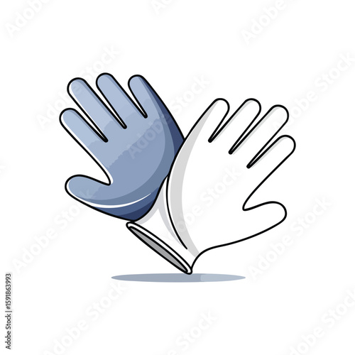 Protective Gloves Safety Illustration. A vibrant vector of two hand wearables, signifying sanitation and caution. Perfect for concepts related to public health, disease control, and essential workers.
