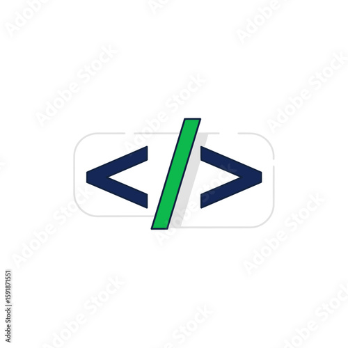 Simple, stylized icon of angled brackets and a dividing line, representing code.