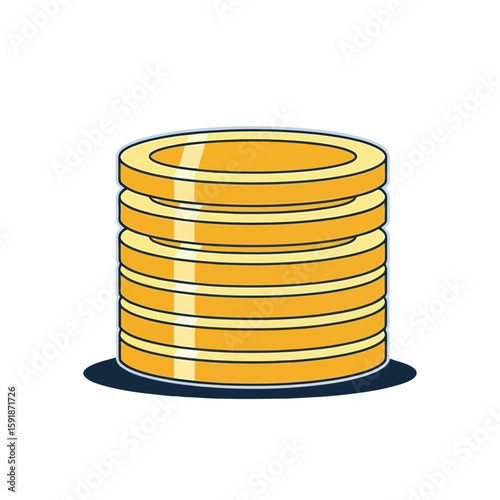 Stack of golden coins, financial wealth, simple graphic design.