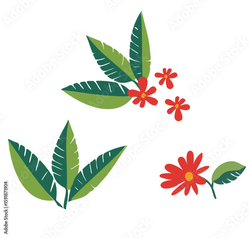 Hand Drawn Vector Tropical Bloom