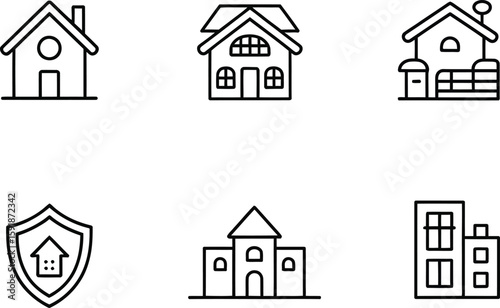 Minimalist Line Icons Set for Residential Buildings