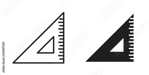 Triangle ruler icon for websites and mobile minimalistic flat design.