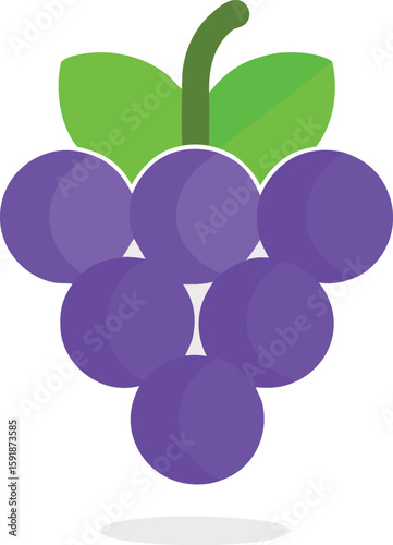 Purple Grape Bunch Icon in Flat Design Minimal Shine
