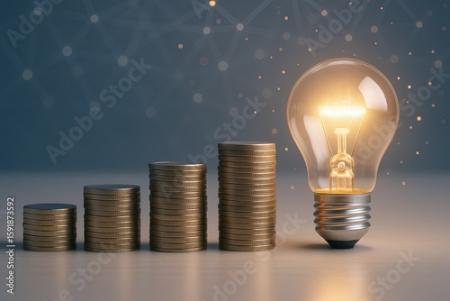 Increasing Investment Growth Chart With Light Bulb Symbolizing Innovation and Ideas.