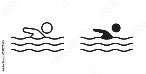 Swimmer icon for websites and mobile minimalistic flat design.