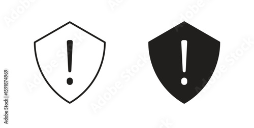 Shield exclamation icon for websites and mobile minimalistic flat design.