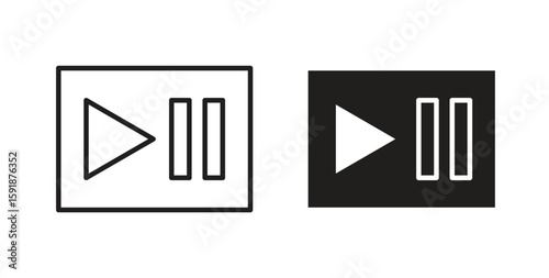 Play pause icon for websites and mobile minimalistic flat design.