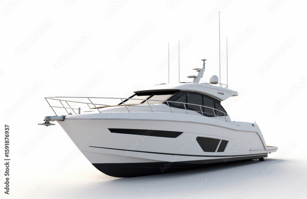 Naklejka premium Luxury motor yacht sailing on calm water with a sleek modern design and spacious deck