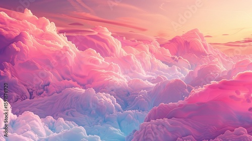 Pink wallpaper with clouds. Generative AI