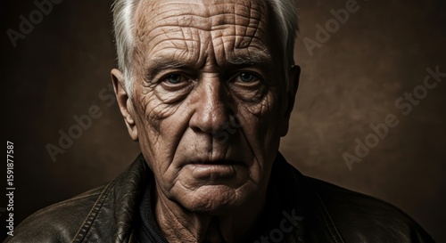 Dramatic Portrait of an Elderly Man Capturing His Profound Expression and Lifespan