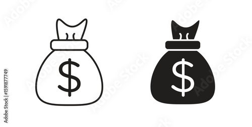 Money bag icon for websites and mobile minimalistic flat design.
